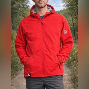 Flylow Hooded Softshell Full Zip Wind Breaker Jacket Red Men’s